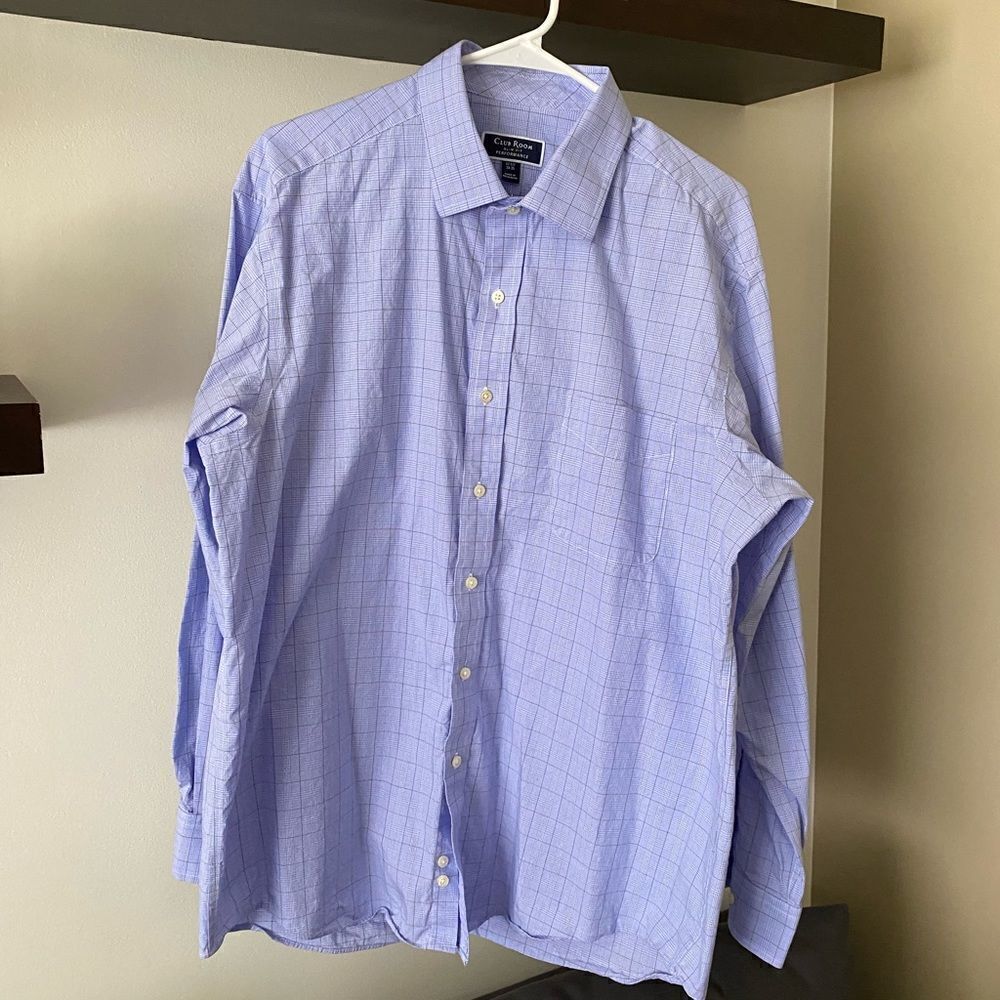 Men’s Button Up Shirt - Club Room Blue Shirt Size 17.5